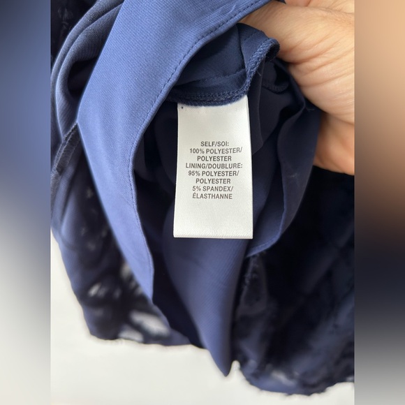 NWT Tanya Taylor Eva Navy Blue Burnout Puff Sleeve Shirred Mini Dress Size 4 - Picture 13 of 13